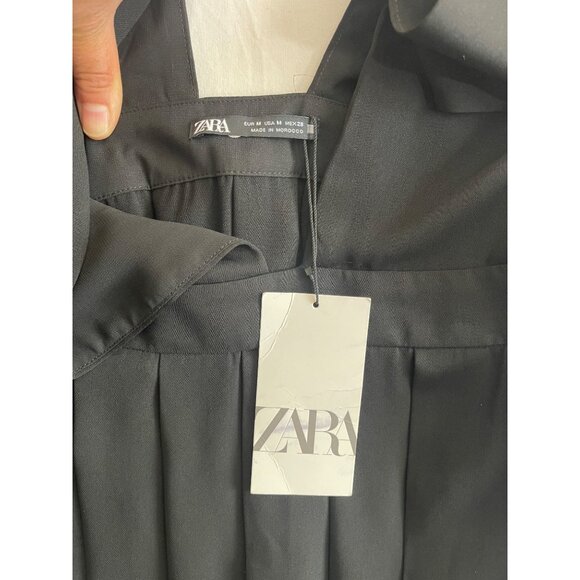 Zara Box Pleat Pinafore Dress Black - Picture 11 of 11